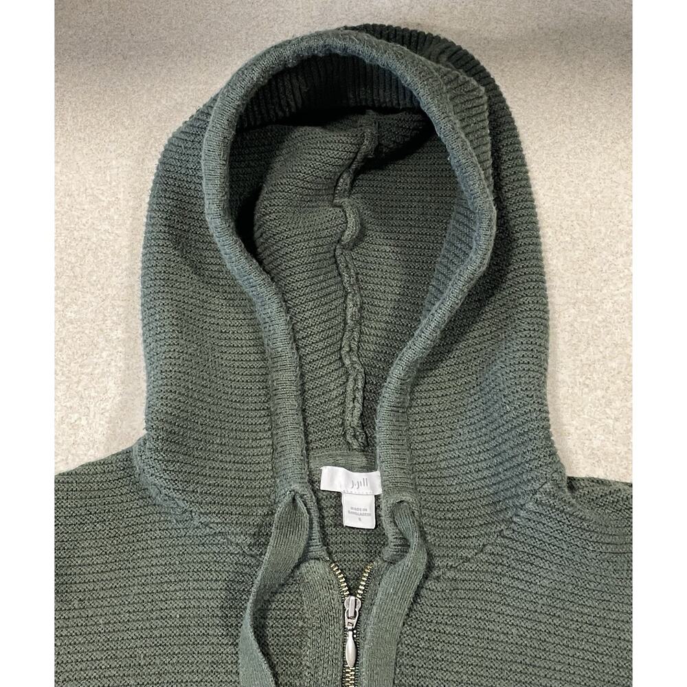 J Jill Sweater/Jacket Women’s Size Small Dark Green Ribbed Hooded Full Zip Up - Picture 11 of 14